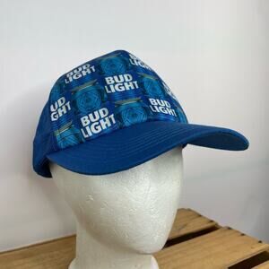 Bud Light blue trucker mesh cap snap back one size fits most